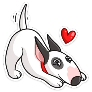 ❤️ собака, бультерьер, животное, сердце, мультик, питомец whatsapp sticker
