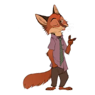 👍 Nick Wilde Zootopia fox, anthropomorphic, cartoon, animal, tie telegram sticker