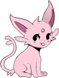 😃 merah muda, kucing, kartun, imut, hewan, espeon, pokemon whatsapp sticker