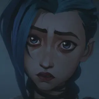 🕳 Jinx Arcane jinx, arcane, league of legends, triste, capelli blu telegram sticker