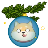 😮 doge, собака, рождество, украшение, милый, смешной, мем telegram sticker