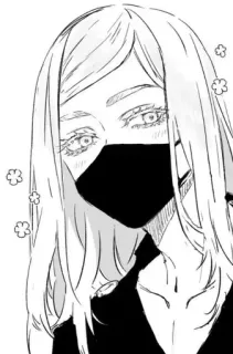 🌟 anime, girl, mask, black and white telegram sticker
