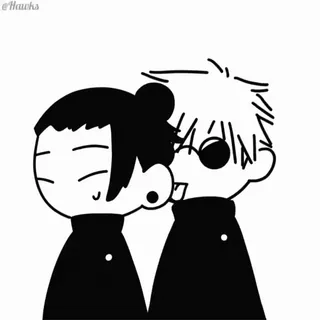😛 @Hawks Anime, Desenho animado, Amizade, Fofo, Simples, Preto e branco, Minimalista telegram sticker
