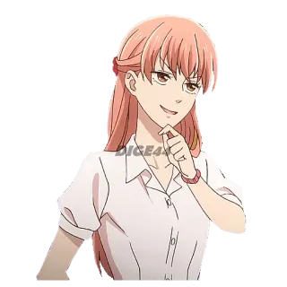 🧐 DIGE4X 애니메이션, 여자, 캐릭터, 분홍색 머리, 능글, 만화 telegram sticker