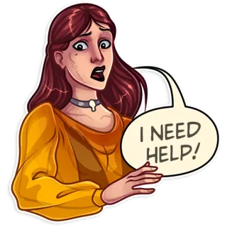🆘 I NEED HELP! help, distressed, cartoon, speech bubble, woman telegram sticker