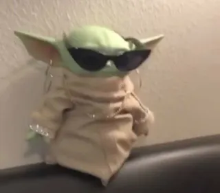 🦎 Grogu The Mandalorian Grogu, Baby Yoda, Mandaloriano, gafas de sol, pendientes, peluche telegram sticker