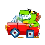 😎 Krokodil, Cartoon, Auto, Fahren, Tier, Spaß telegram sticker