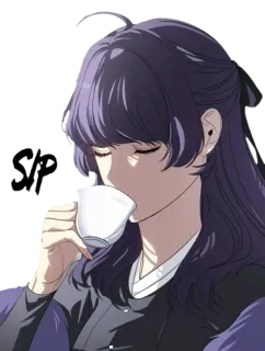 ☕️ อนิเมะ, ผู้หญิง, ชา, สงบ, เงียบสงบ, ดื่ม telegram sticker