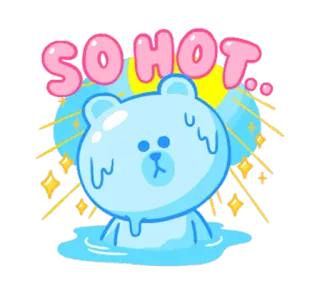 ☀ SO HOT... ours, chaud, mignon, dessin animé, fonte, été telegram sticker