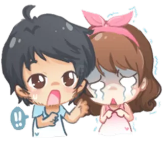 😢 cartoon, couple, crying, sad, love, relationship, emotions whatsapp sticker