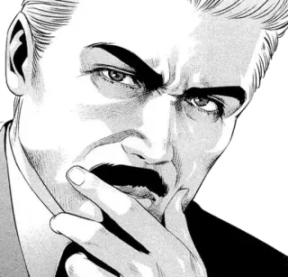 🤔 漫画, 男人, 肖像, 单色, 沉思, 严肃 telegram sticker