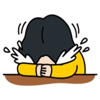 💙 crying, sad, emotional, cartoon, despair, upset, depression, character whatsapp sticker