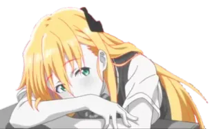 🙇 Anime, Chica, Pelo rubio, Ojos verdes telegram sticker