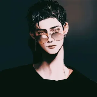 😒 man, sunglasses, portrait, illustration, fashion, style telegram sticker