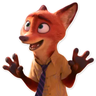 😄 Nick Wilde Zootopia zorro, animado, personaje, dibujos animados, gracioso, disney telegram sticker