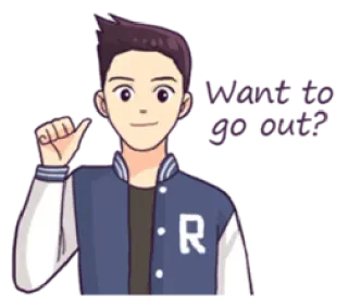 👍 Want to go out? cartoon, anime, invitation, friendship, fun telegram sticker