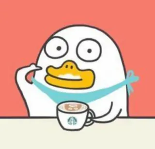 🐣 เป็ด, การ์ตูน, กาแฟ, สตาร์บัค, เครื่องดื่ม, น่ารัก, คาวาอิ telegram sticker