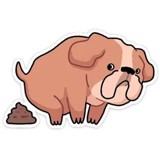 ⭐ chien, bouledogue, dessin animé, animal, animal de compagnie, caca telegram sticker