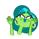 🤢 Dibujos animados, Personaje, Cara, Manos, Verde, Animación telegram sticker