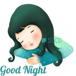 😴 Good Night спокойной ночи, сон, мечта, мультфильм, иллюстрация, девочка telegram sticker