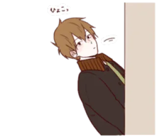 😶 ひょこっ anime, shy, peeking, cute, cartoon, japanese, character whatsapp sticker