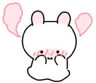 💭 可爱, 卡哇伊, 兔子, 兔子, 脸红, 动物 telegram sticker