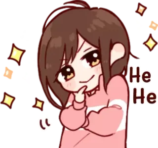 😎 He He อนิเมะ, ผู้หญิง, น่ารัก, ประกาย, กำลังคิด, การ์ตูน, ยิ้ม telegram sticker