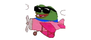 🛩 Pepe the Frog rana, occhiali da sole, aereo, pepe, cartoni animati telegram sticker