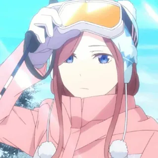 🐾 Anime, Ragazza, Inverno, Neve, Occhiali, Rosa, Cappello telegram sticker