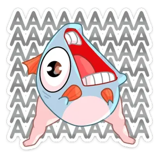 😱 AAAAAAA ปลา, การ์ตูน, ตลก, กรีดร้อง, ขา, แปลก telegram sticker