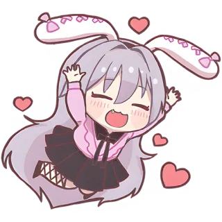 🥰 anime meisje, kawaii, konijnenoren, schattig, sticker telegram sticker