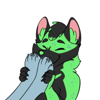 🦶 furry, anthropomorphic, fox, green fur, feet, sniffing, cute, sticker telegram sticker
