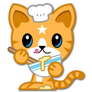 😋 Katze, Kätzchen, Koch, Kochen, Backen, Cartoon whatsapp sticker