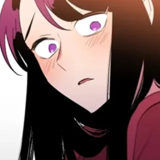 😗 女人, 震惊, 惊讶, 动漫, 漫画, 女孩, 紫色眼睛, 卡通 whatsapp sticker