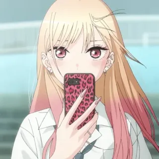 😶 Anime, Ragazza, Selfie, Ritratto, Carino, Stile telegram sticker