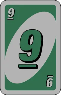 💚 uno, card, game, number, green, 9 whatsapp sticker