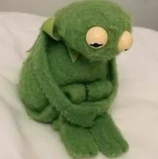 😞 kermit, triste, marionnette, vert, seul, déprimé whatsapp sticker