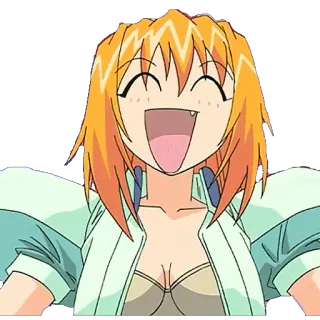 😂 Anime, Hoạt hình, Cô gái, Nụ cười, Hạnh phúc, Tóc cam telegram sticker