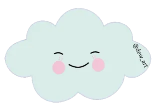 ☁️ @dew_art 구름, 귀여운, 카와이, 미술, 스티커, 일러스트 telegram sticker