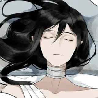 ⚫ Anime, Manga, Charakter, Traurig, Illustration, Schwarze Haare telegram sticker