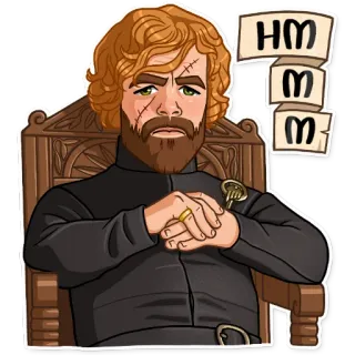 🤔 Tyrion Lannister Game of Thrones HMM Tyrion Lannister, Game of Thrones, HBO, Fantasy, Réflexion, Hmm telegram sticker