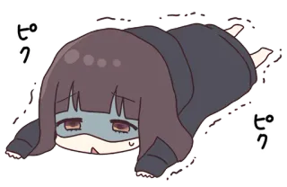😩 ピク anime, cansado, agotado, acostado, lindo, chibi telegram sticker