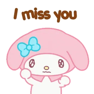 😊 My Melody I miss you My Melody, Sanrio, Te extraño, lindo, dibujos animados, personaje, pegatina telegram sticker