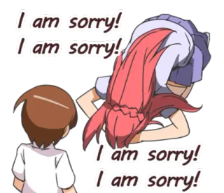 🙇 I am sorry!
I am sorry!
I am sorry!
I am sorry! excuse, désolé(e), animé, inclination, femme, mignon(ne) telegram sticker