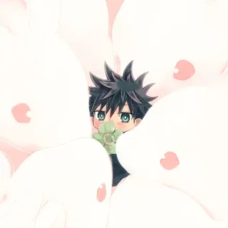 🈺 Anime, Manga, Chłopak, Słodkie, Kwiat, Ilustracja telegram sticker