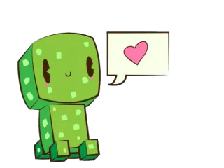 ❤ Creeper Minecraft creeper, minecraft, quái vật, game, trái tim, dễ thương telegram sticker
