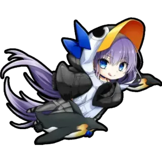😍 Fille animé, Pingouin, Mignon, Dessin animé, Autocollant telegram sticker
