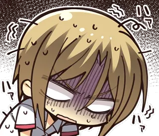 😡 Аниме, Манга, Пот, Раздраженный, Уставший, В стрессе, Нервный whatsapp sticker