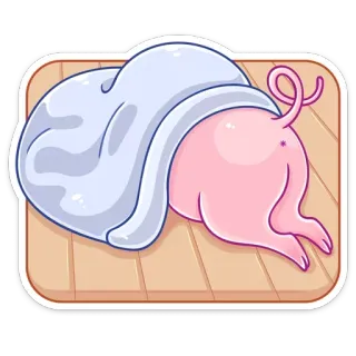 👀 schwein, tier, cartoon, süß, schlafen, decke telegram sticker