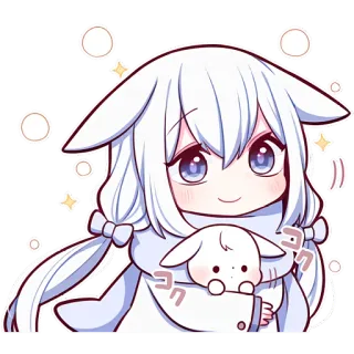 🙂 コクコク 애니메이션 소녀, 치비, 카와이, 귀여운, 만화, 토끼 whatsapp sticker